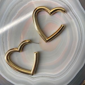 Pink Linen Heart Earring Hoops